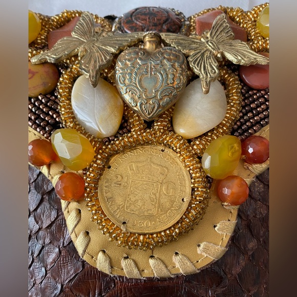 Python Sabbatha Rahzuardi 'MENTAWAI COLONIAL GOLD' genuine couture bag OOAK - Picture 5 of 13